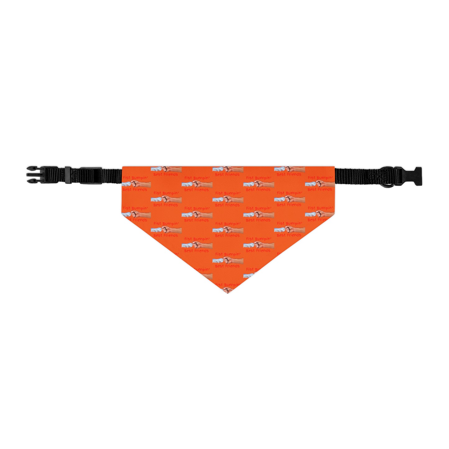 Fist Bumpin’ Best Friends Opie’s Cavalier King Charles Spaniel Paw Pet Bandana Collar Orange with KC Red lettering.