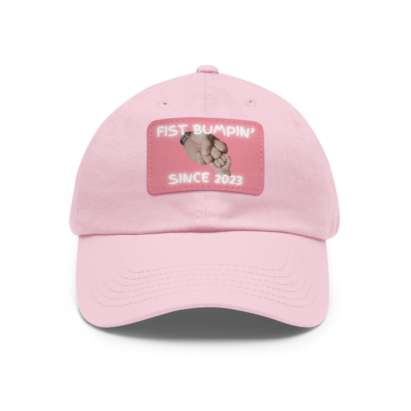 Baby Girl Fist Bumpin’ Since 2023 Hat with Leather Patch (Rectangle)