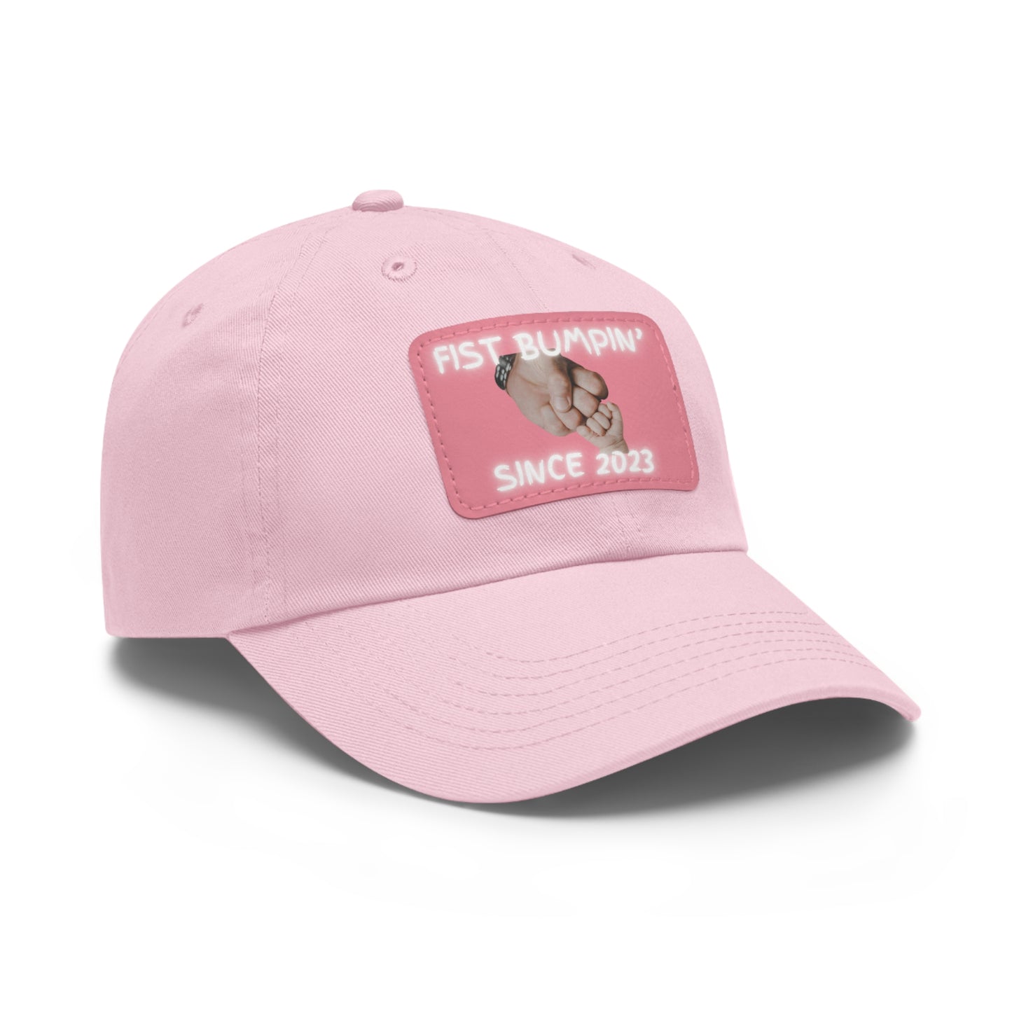 Baby Girl Fist Bumpin’ Since 2023 Hat with Leather Patch (Rectangle)