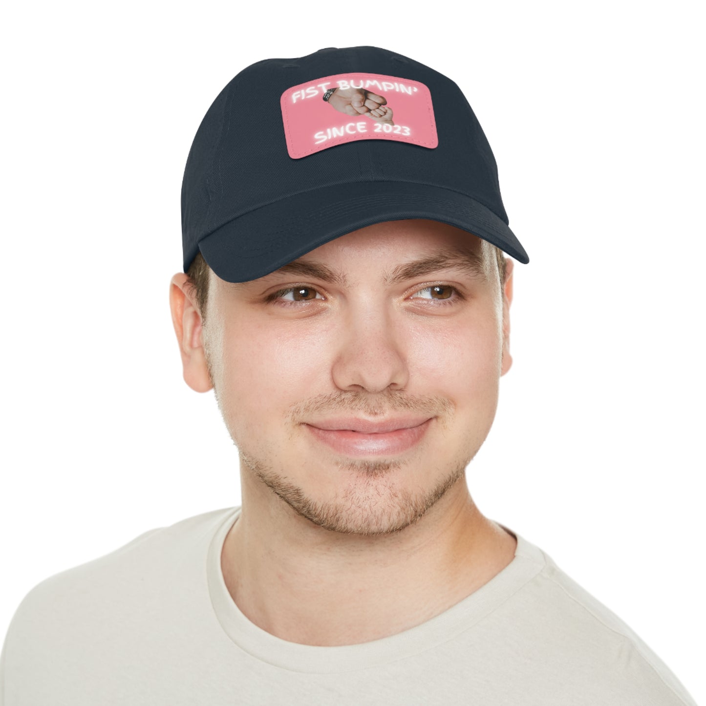 Baby Girl Fist Bumpin’ Since 2023 Hat with Leather Patch (Rectangle)