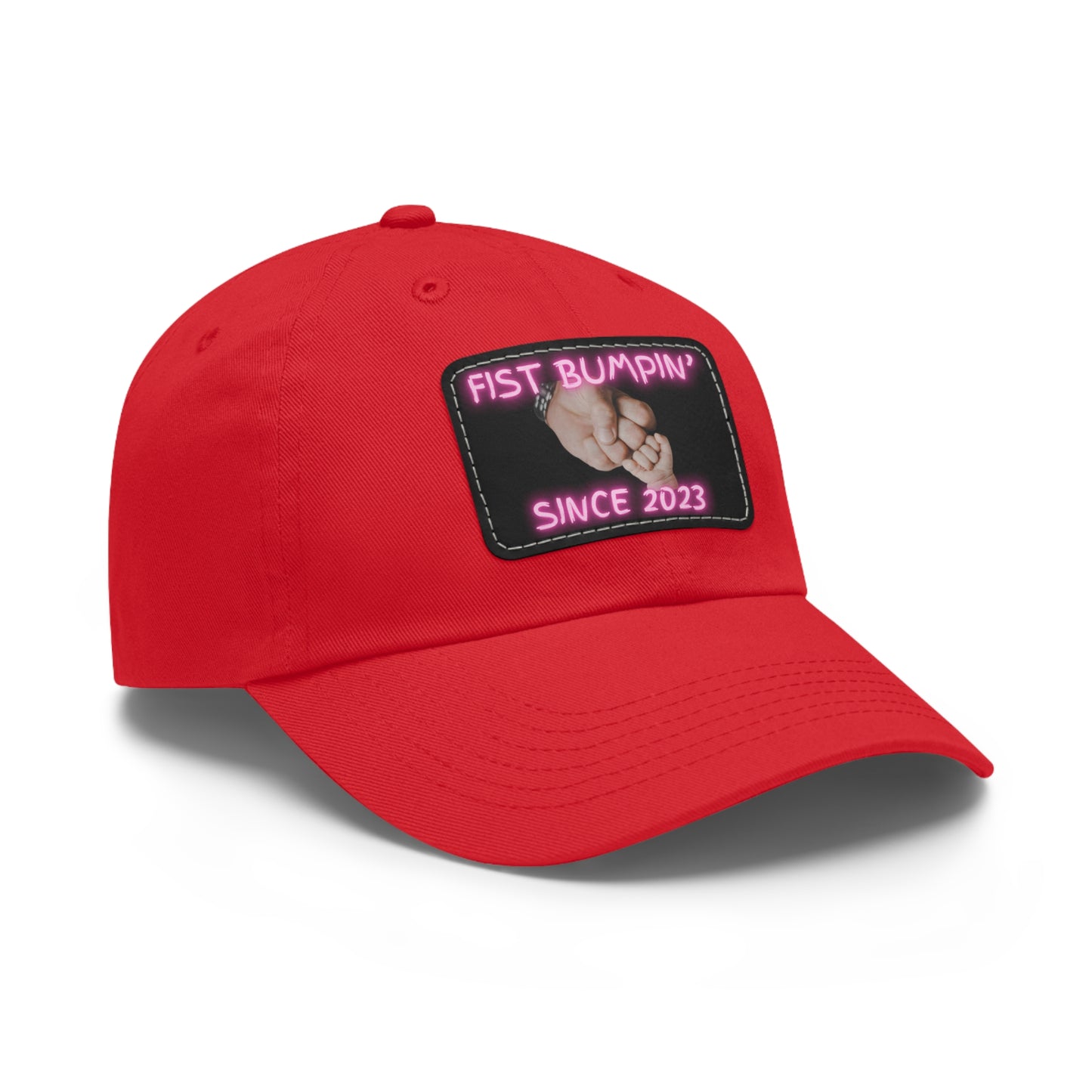 Baby Girl Fist Bumpin’ Since 2023 Hat with Leather Patch (Rectangle)