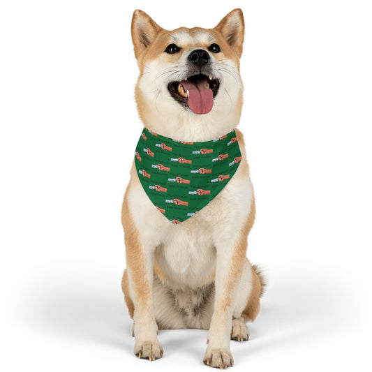 Fist Bumpin’ Best Friends Opie’s Cavalier King Charles Spaniel Paw Pet Bandana Collar Green with Black lettering.