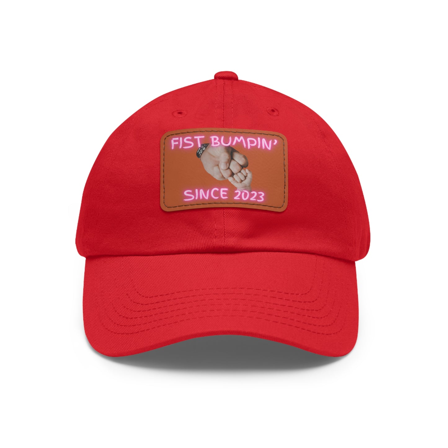 Baby Girl Fist Bumpin’ Since 2023 Hat with Leather Patch (Rectangle)