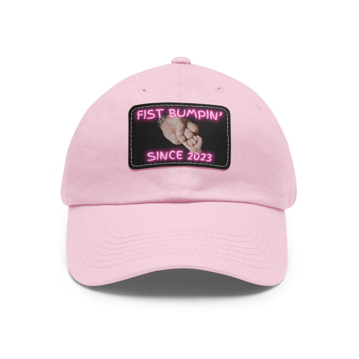 Baby Girl Fist Bumpin’ Since 2023 Hat with Leather Patch (Rectangle)