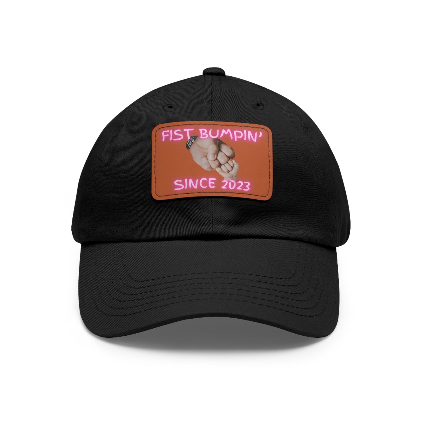 Baby Girl Fist Bumpin’ Since 2023 Hat with Leather Patch (Rectangle)