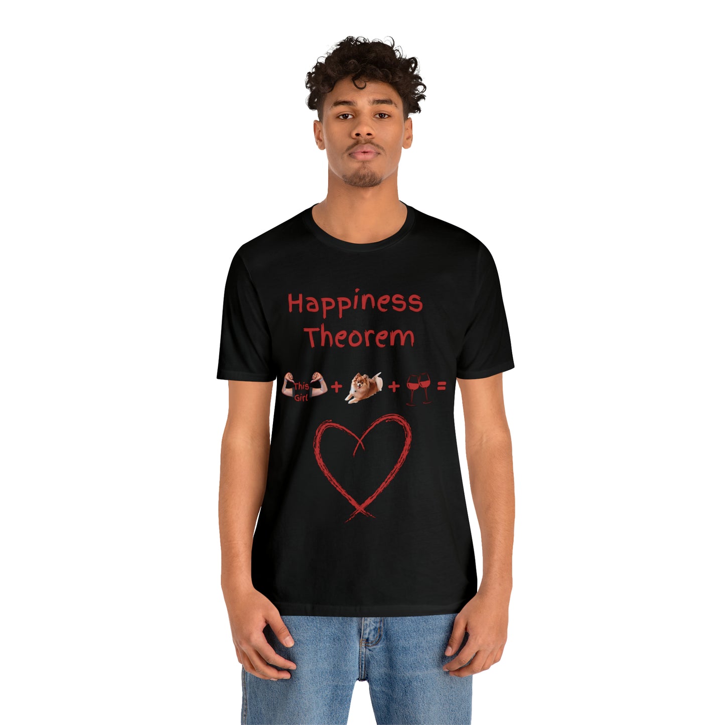 This Girl + Pomeranian + Wine = Happiness Unisex Jersey Short Sleeve Tee
