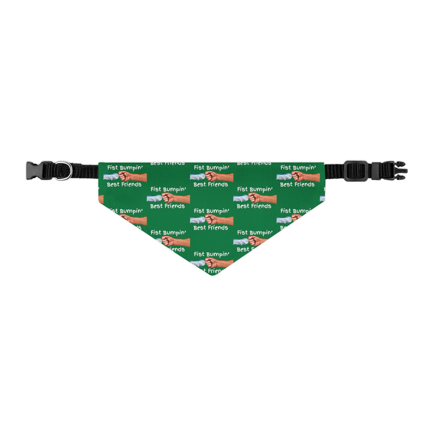 Fist Bumpin’ Best Friends Opie’s Cavalier King Charles Spaniel Pet Bandana Collar Green with White lettering.