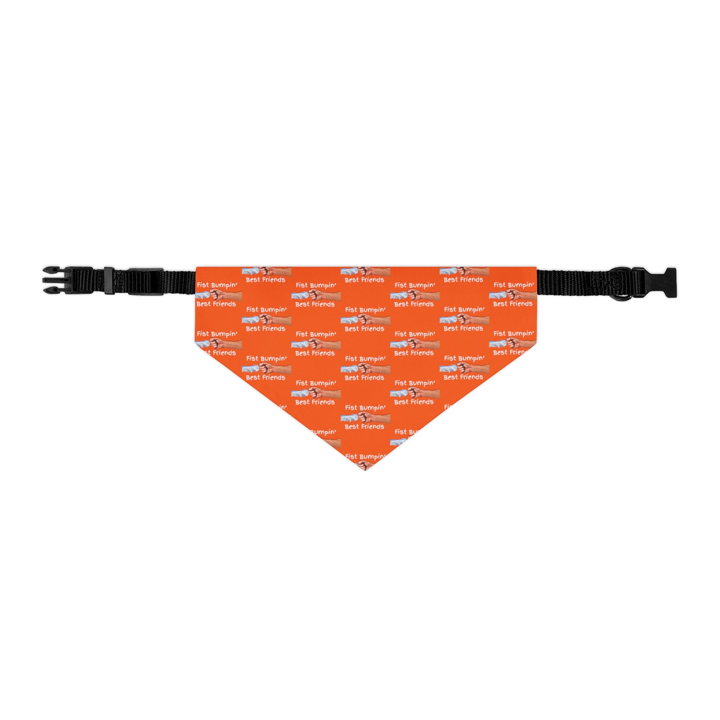 Fist Bumpin’ Best Friends Opie’s Cavalier King Charles Spaniel Paw Pet Bandana Collar Orange with White lettering.