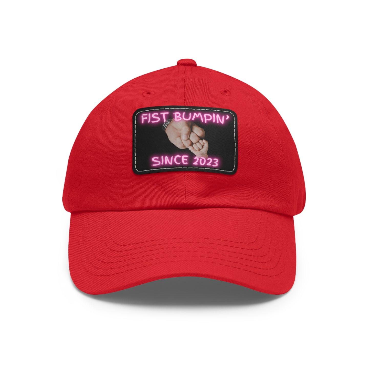 Baby Girl Fist Bumpin’ Since 2023 Hat with Leather Patch (Rectangle)