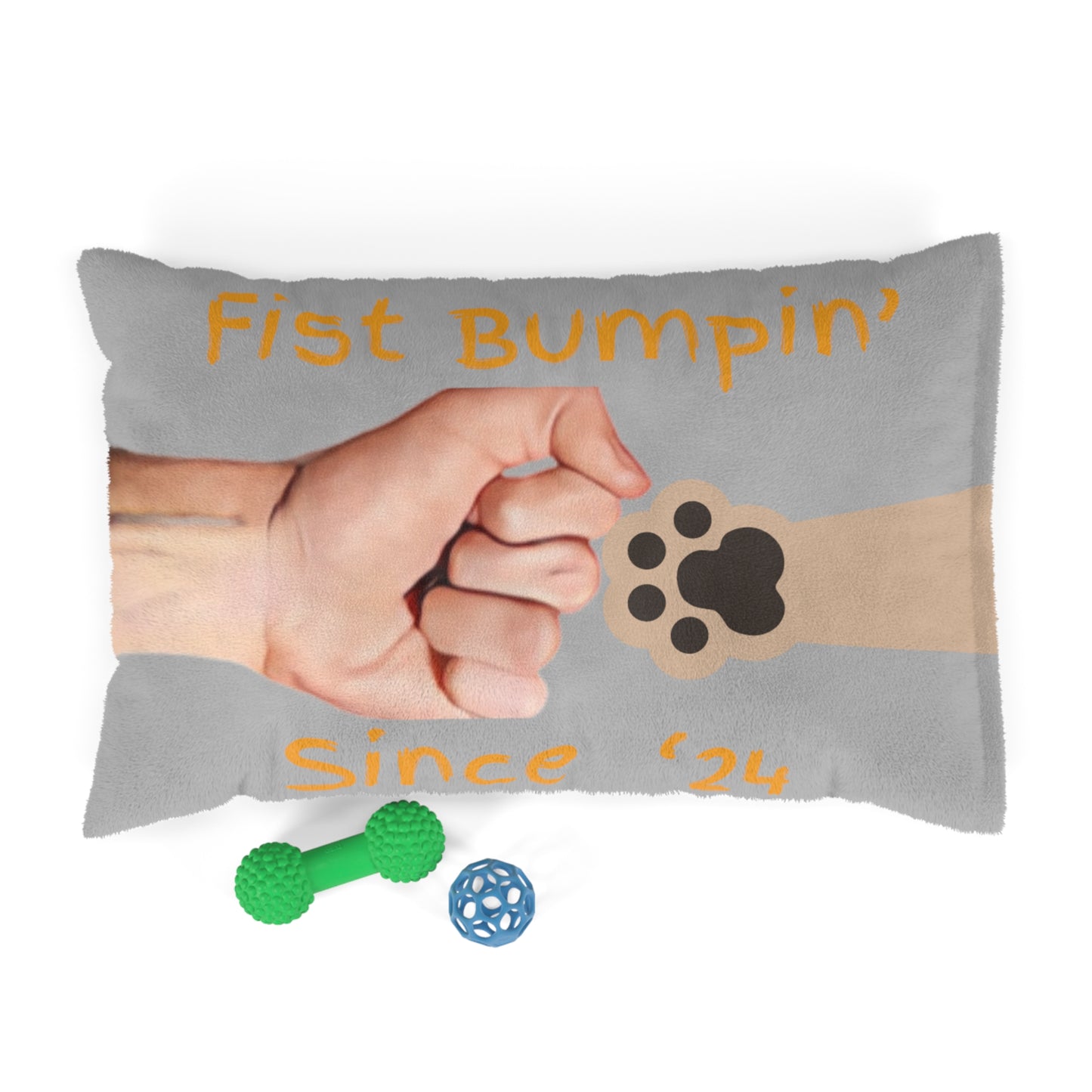 Tan Paw Fist Bumpin’ Since ‘24 Light Grey Pet Bed