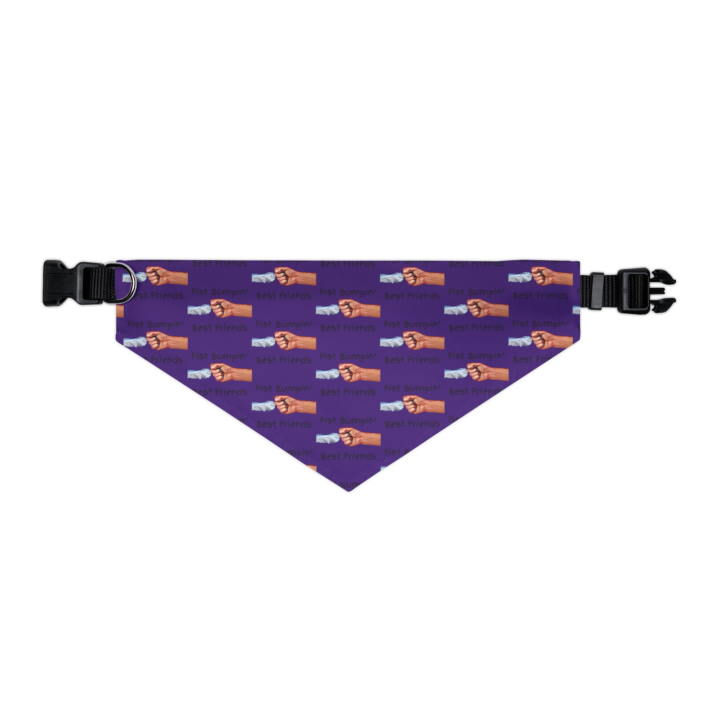 Fist Bumpin’ Best Friends Opie’s Cavalier King Charles Spaniel Pet Bandana Collar Purple with Black lettering.