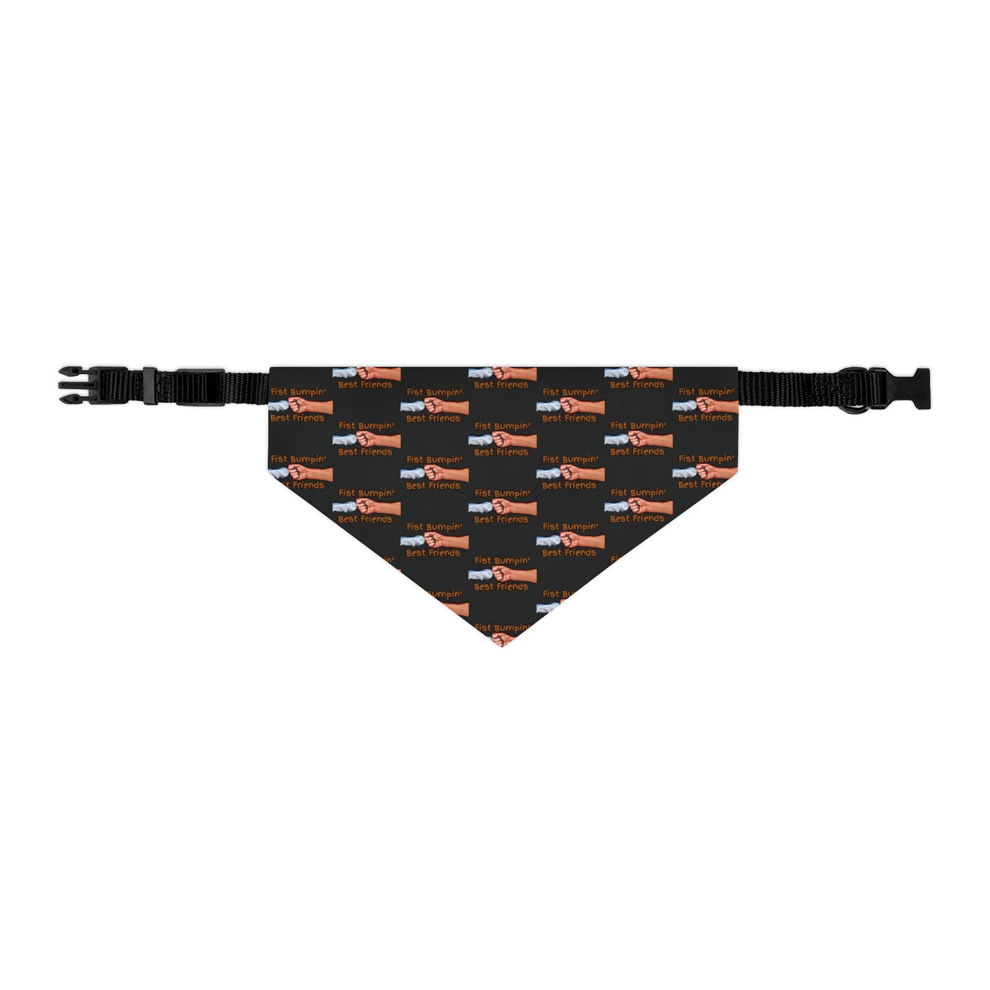 Fist Bumpin’ Best Friends Opie’s Cavalier King Charles Spaniel Pet Bandana Collar Black with Cavalier Brown lettering.
