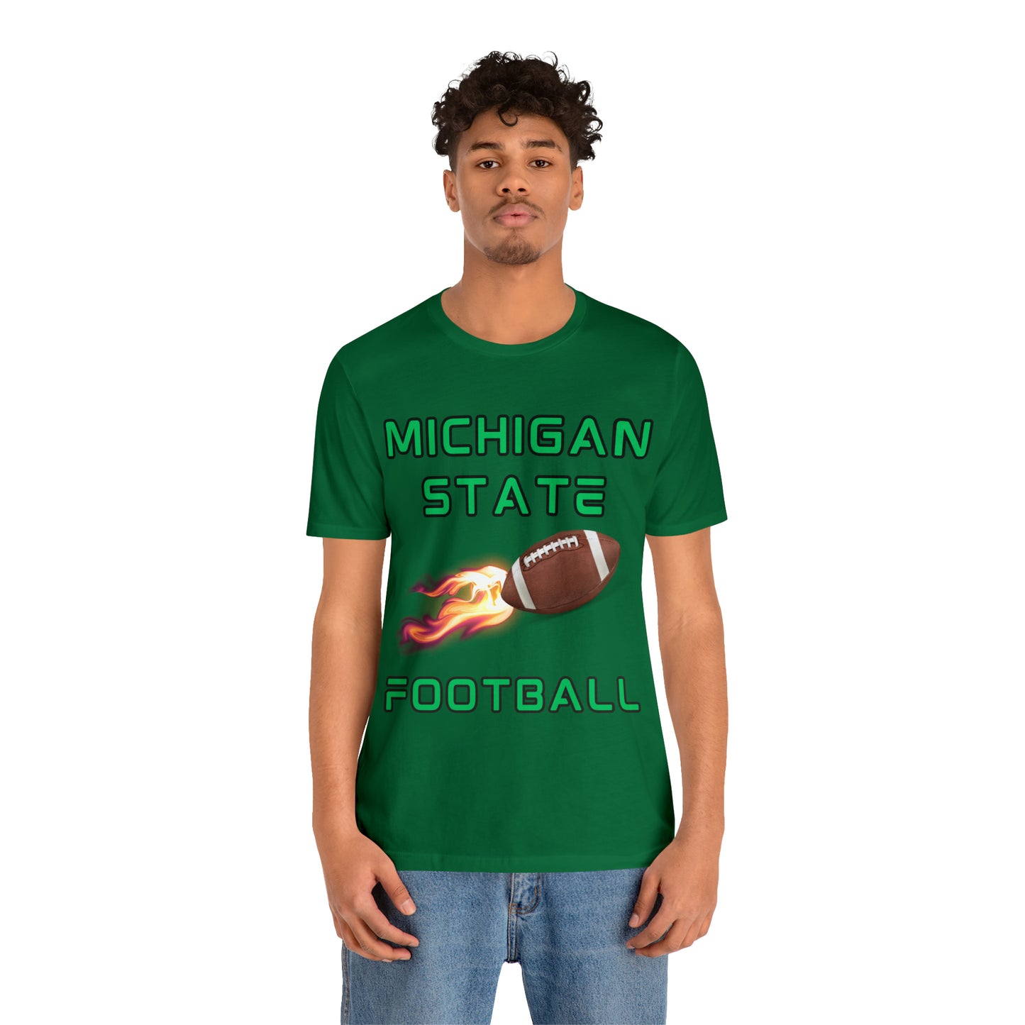 Michigan State Flame Football Customizable Unisex Jersey Short Sleeve Tee