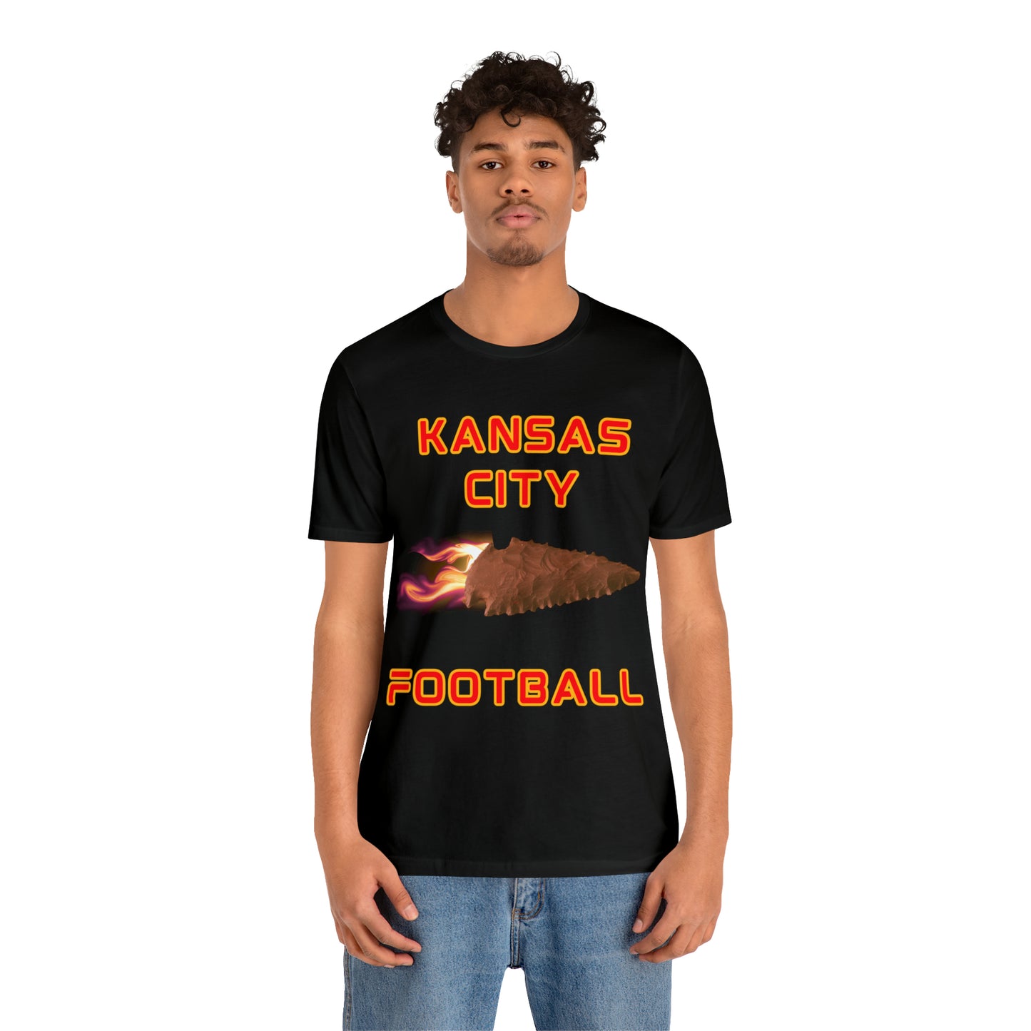 Kansas City Flame Football Arrowhead Customizable Unisex Jersey Short Sleeve Tee