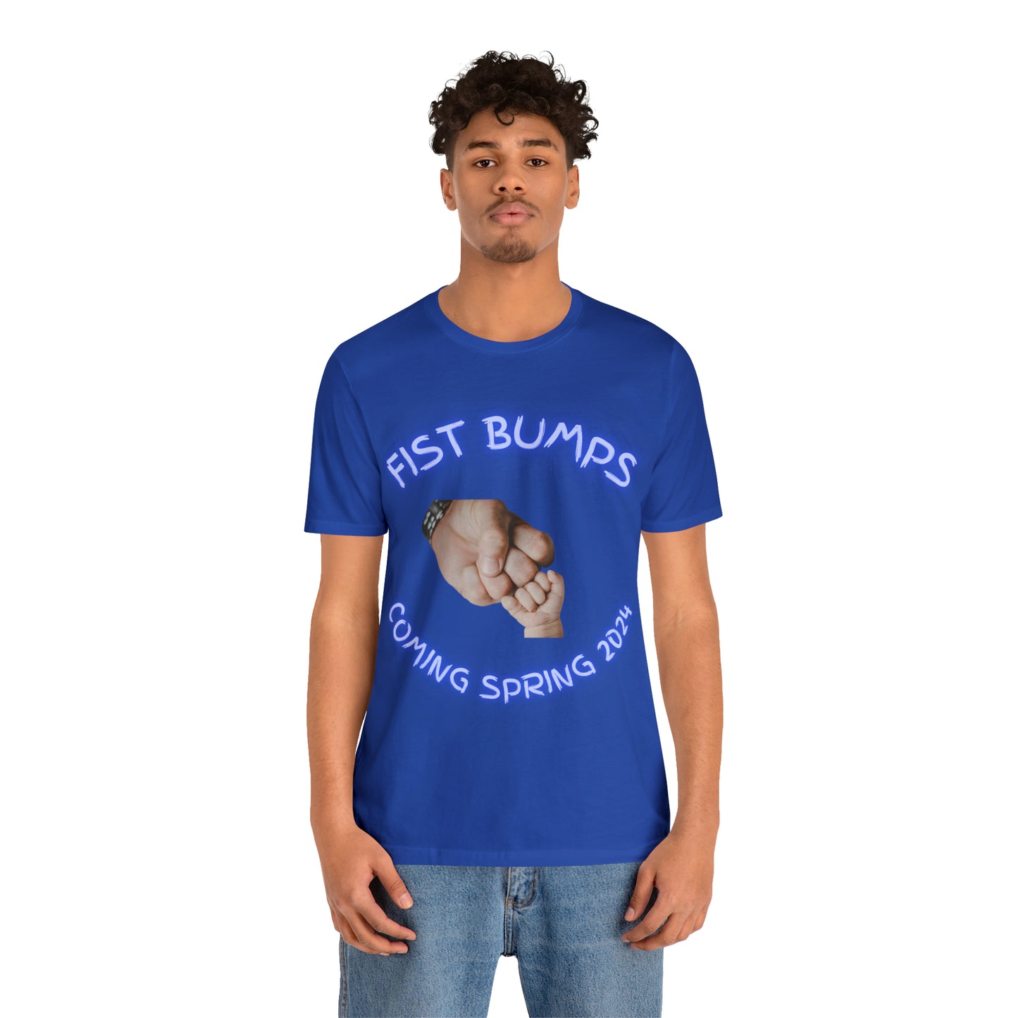 Baby Boy Blue Fist Bumps Coming Spring 2024 Unisex Jersey Short Sleeve Tee