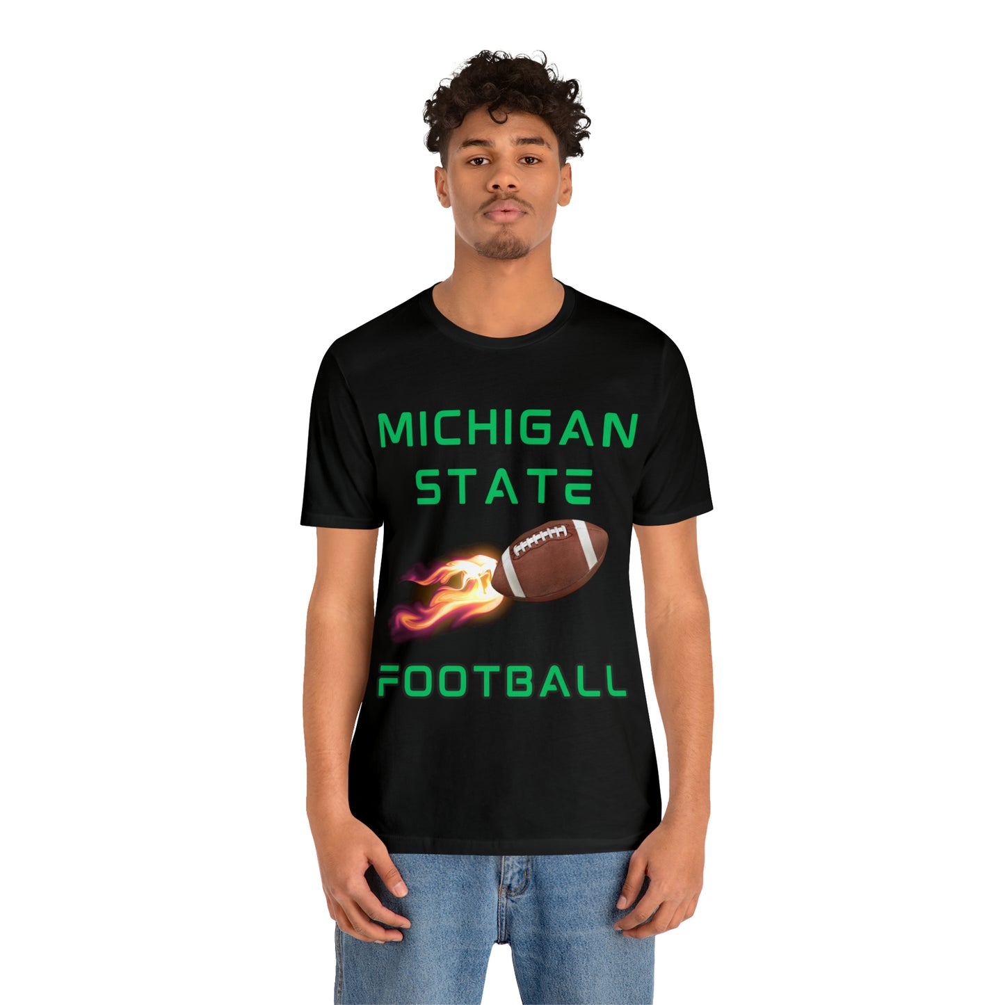 Michigan State Flame Football Customizable Unisex Jersey Short Sleeve Tee