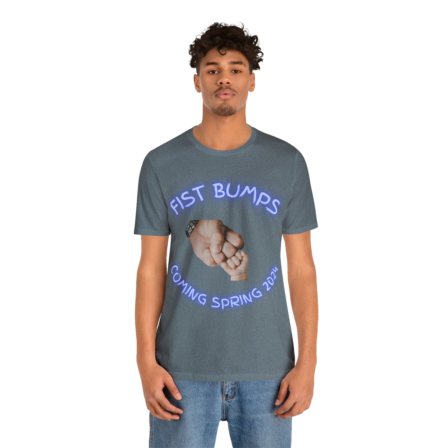 Baby Boy Blue Fist Bumps Coming Spring 2024 Unisex Jersey Short Sleeve Tee