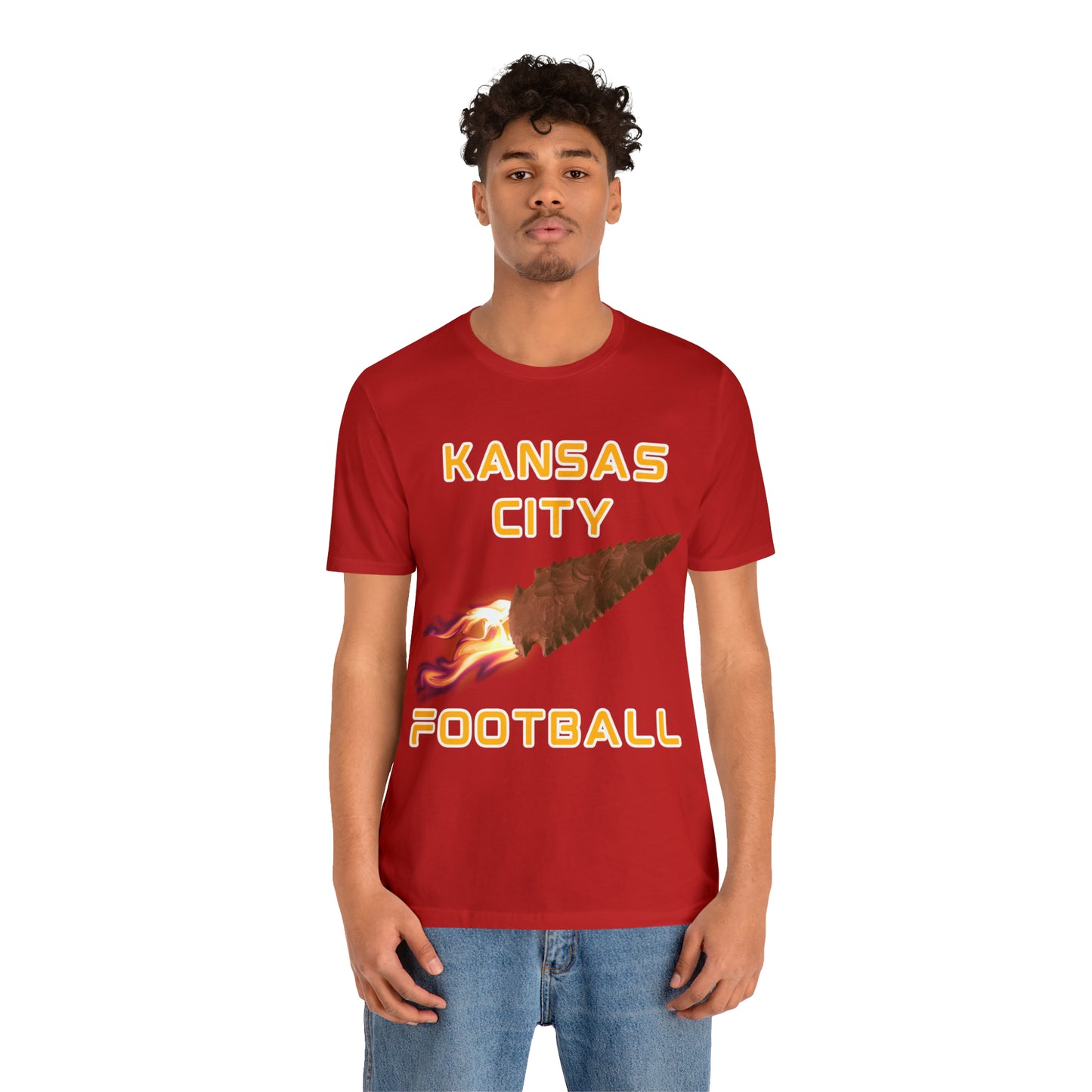 Kansas City Flame Football Arrowhead Customizable Unisex Jersey Short Sleeve Tee