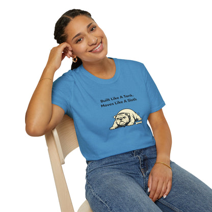 Built Like A Tank. Moves Like A Sloth.  —  Soft-Color Minimalist Family Collection For Adult Dog Lovers