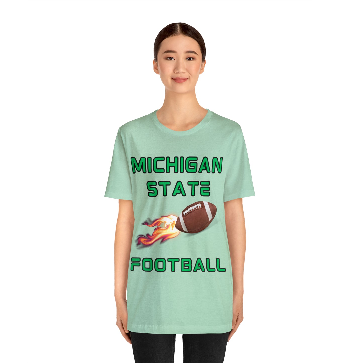 Michigan State Flame Football Customizable Unisex Jersey Short Sleeve Tee