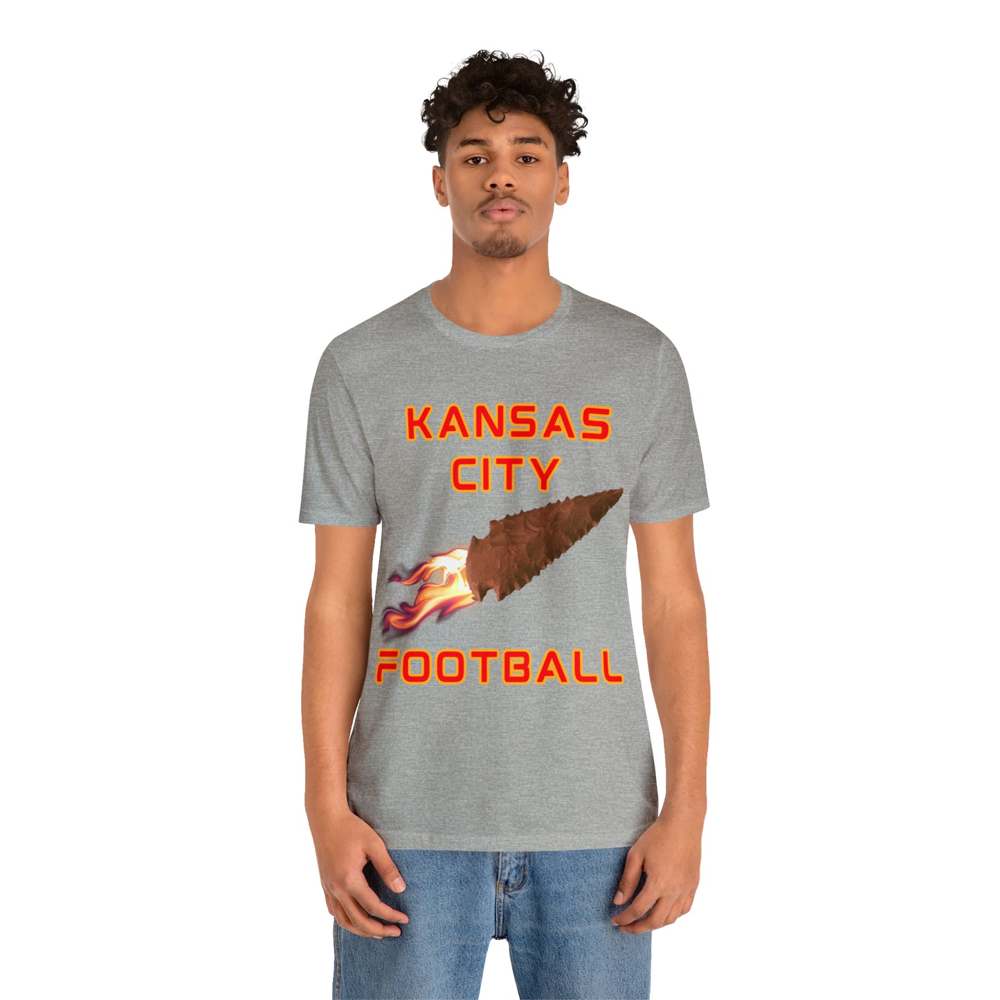 Kansas City Flame Football Arrowhead Customizable Unisex Jersey Short Sleeve Tee