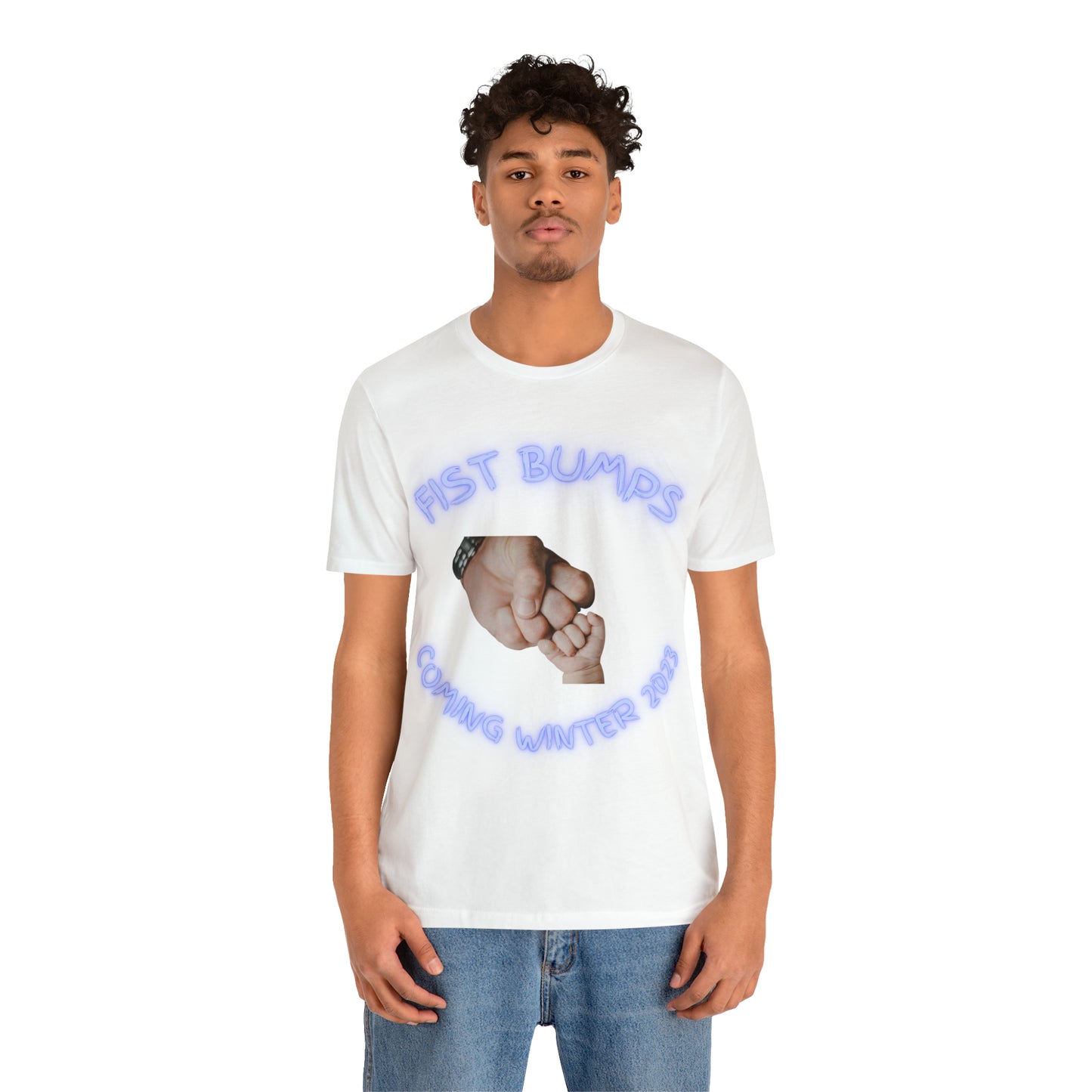 Baby Boy Blue Fist Bumps Coming Winter 2023 Unisex Jersey Short Sleeve Tee