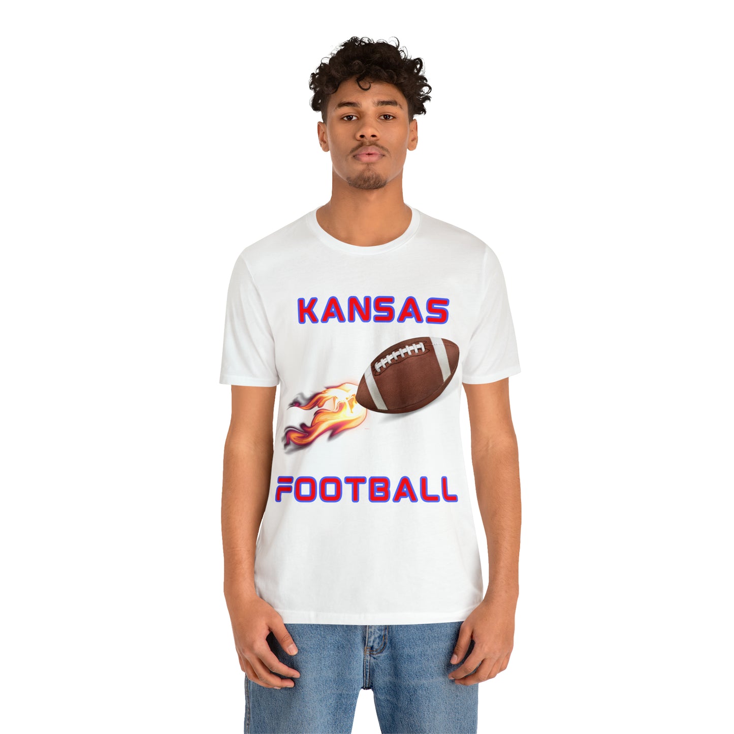 Kansas Flame Football Customizable Unisex Jersey Short Sleeve Tee