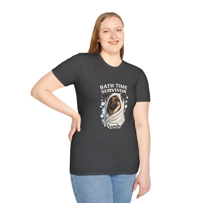 Bath Time Survivor – Personalized Dog Spa T-Shirt – Paw Spa Days Remembered