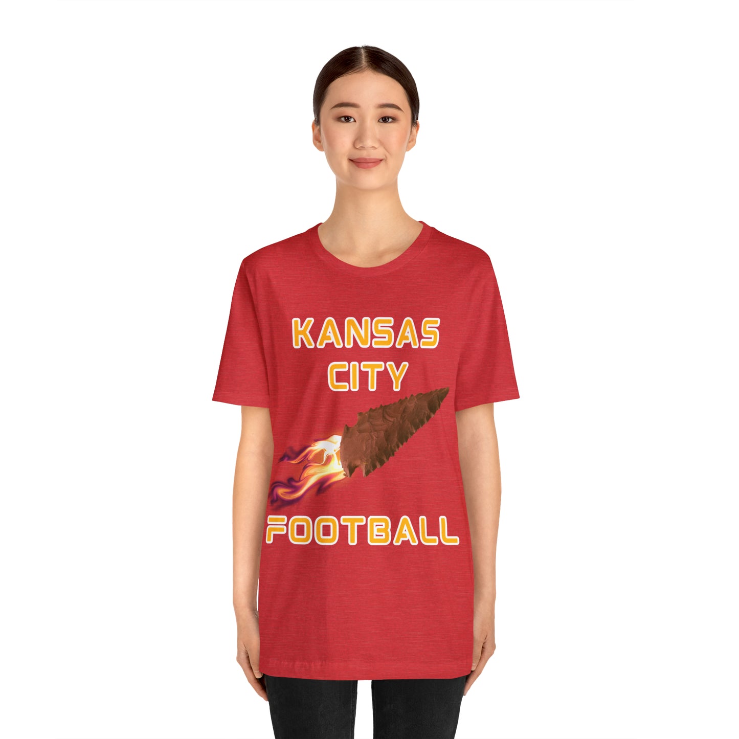 Kansas City Flame Football Arrowhead Customizable Unisex Jersey Short Sleeve Tee