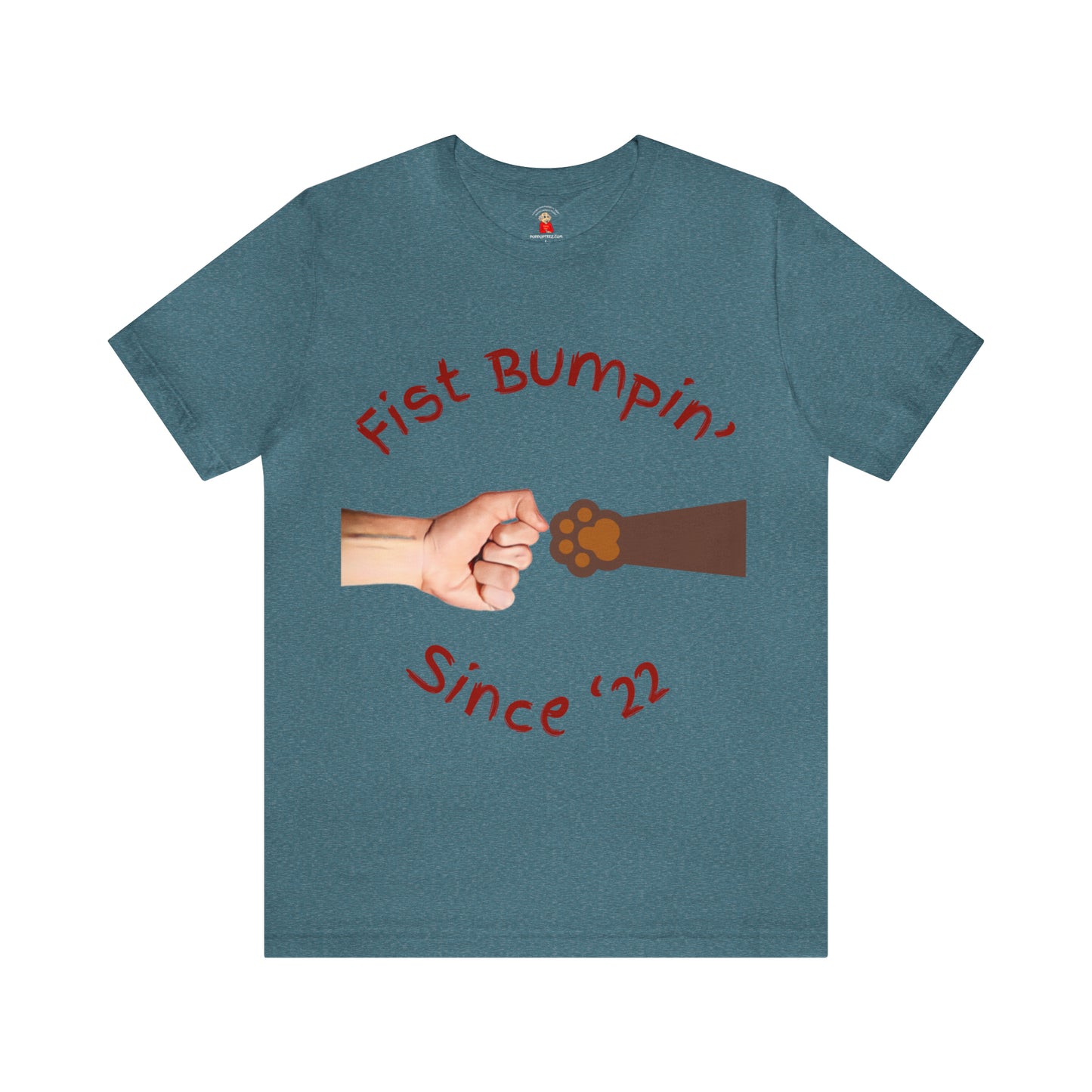 Fist Bumpin Since ‘22 Chocolate Paw Unisex Jersey Short Sleeve Tee