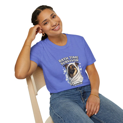 Bath Time Survivor – Personalized Dog Spa T-Shirt – Paw Spa Days Remembered