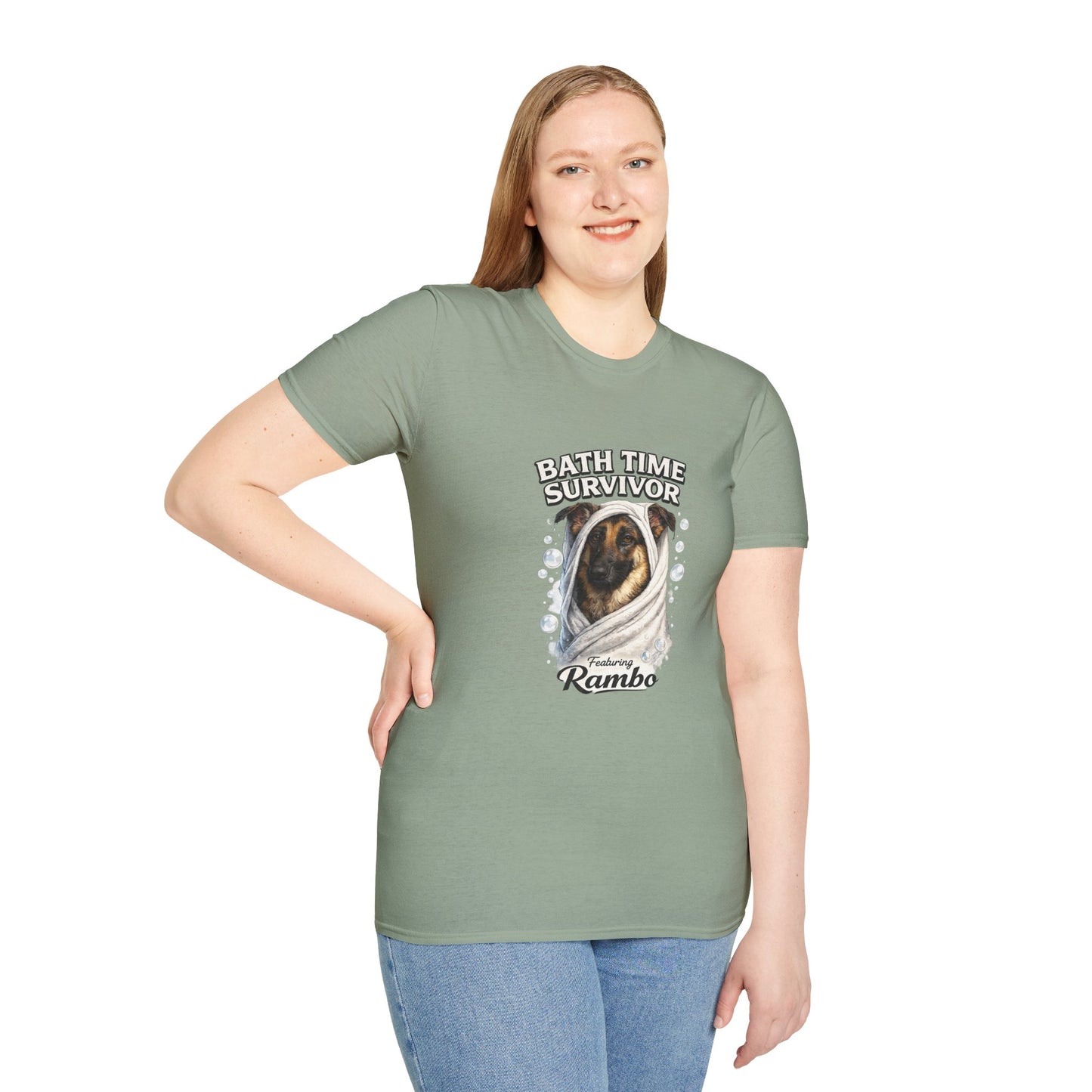 Bath Time Survivor – Personalized Dog Spa T-Shirt – Paw Spa Days Remembered