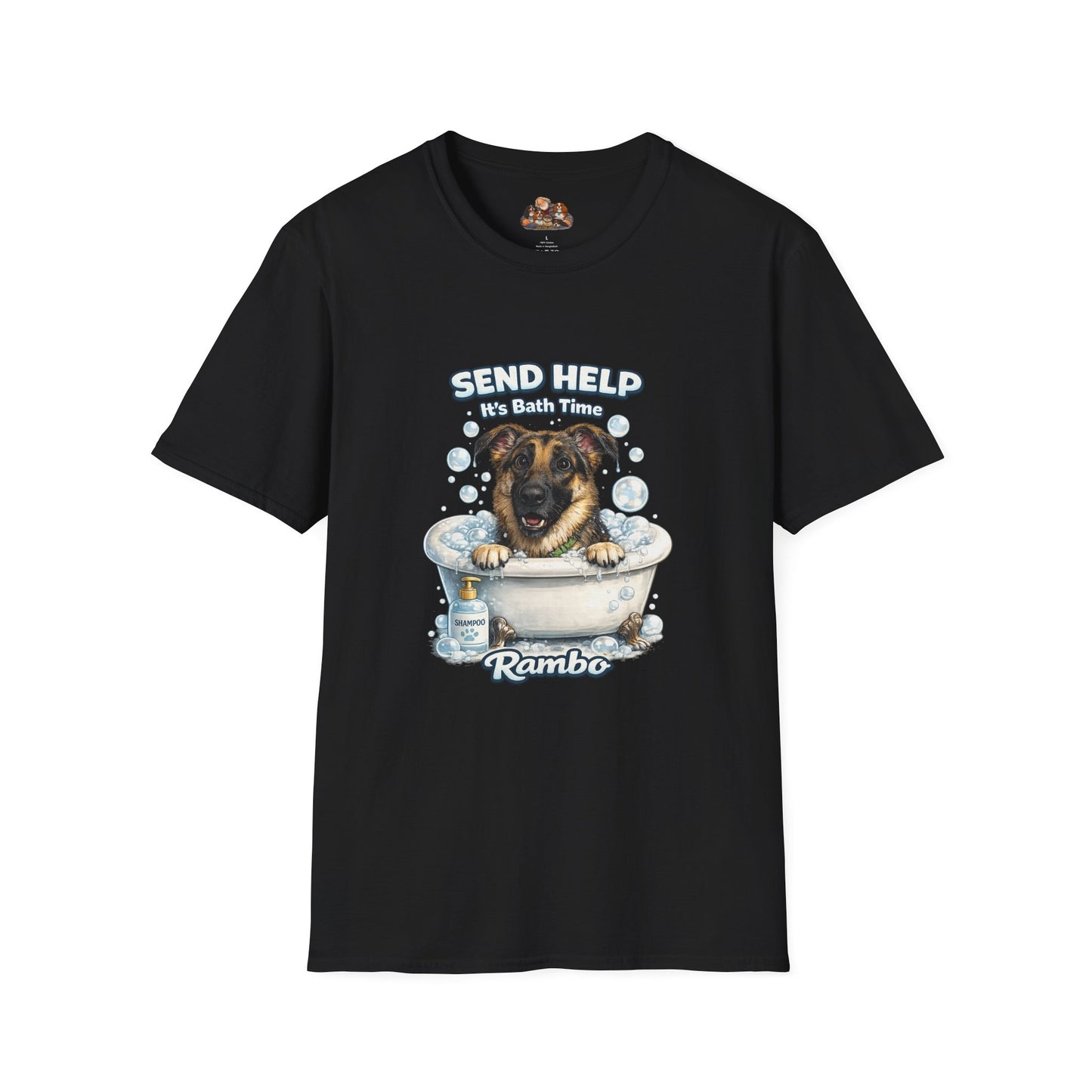 Send Help It's Bath Time – Personalized Dog Spa T-Shirt – Paw Spa Days Remembered