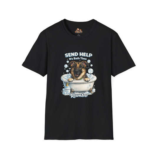 Send Help It's Bath Time – Personalized Dog Spa T-Shirt – Paw Spa Days Remembered