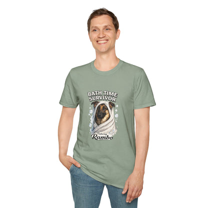 Bath Time Survivor – Personalized Dog Spa T-Shirt – Paw Spa Days Remembered