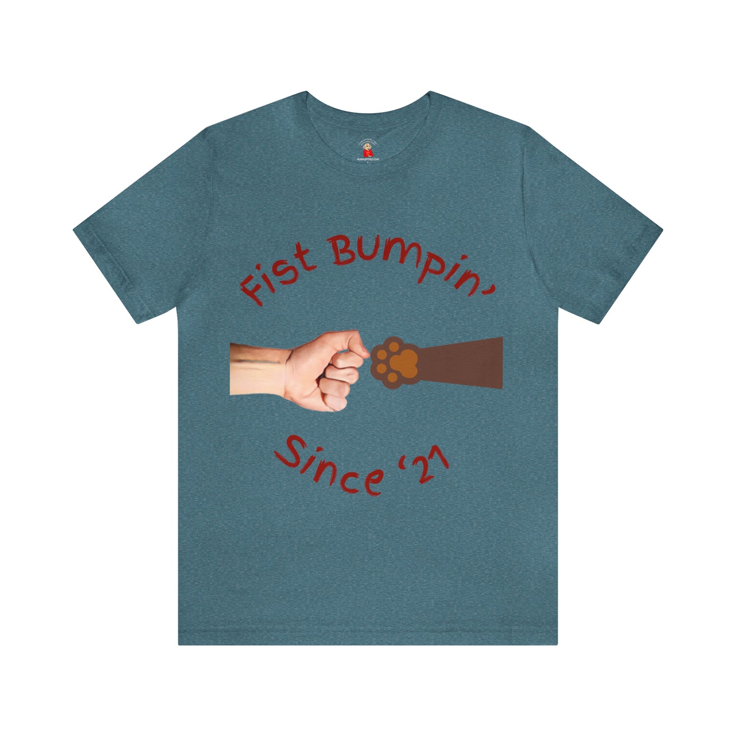 Fist Bumpin Since ‘21 Chocolate Paw Unisex Jersey Short Sleeve Tee