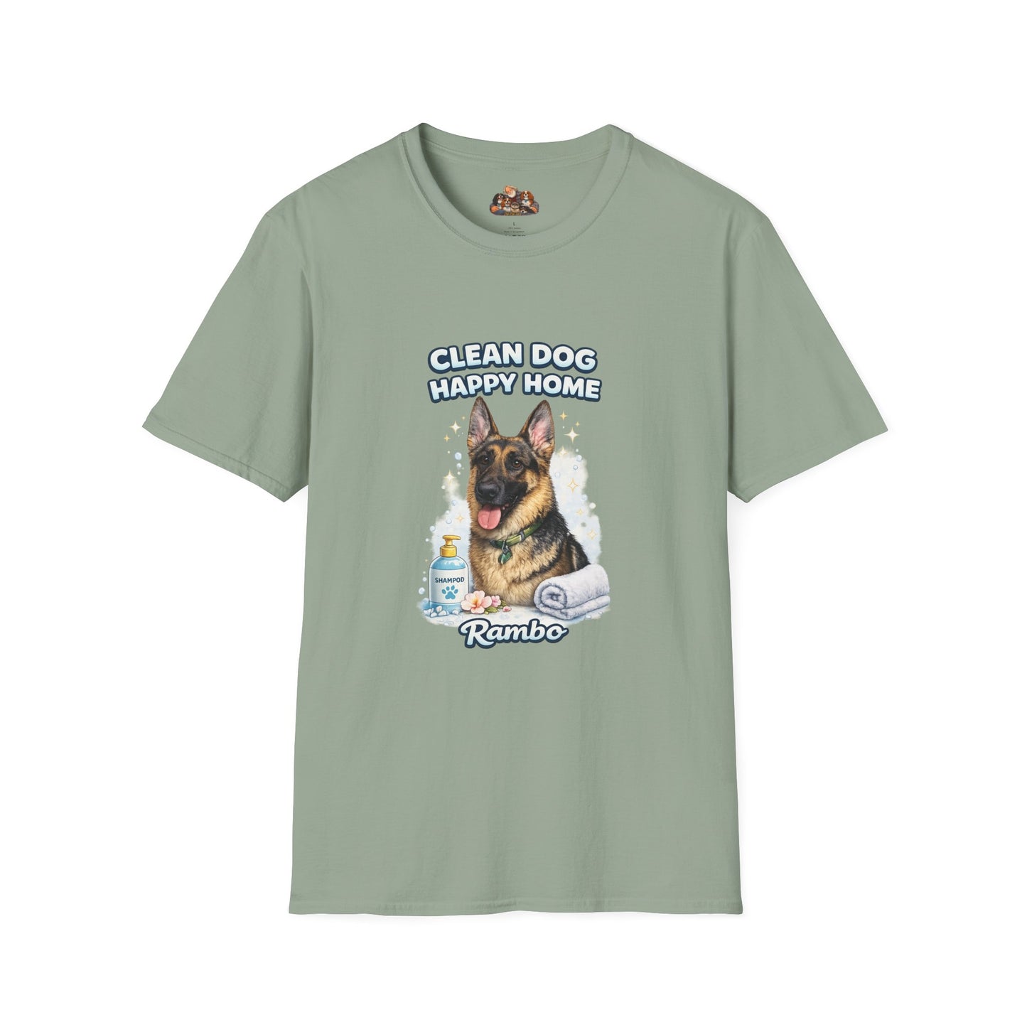 Clean Dog Happy Home – Personalized Dog Spa T-Shirt – Paw Spa Days Remembered