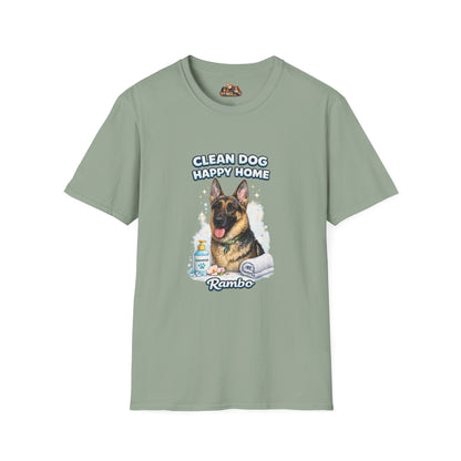 Clean Dog Happy Home – Personalized Dog Spa T-Shirt – Paw Spa Days Remembered