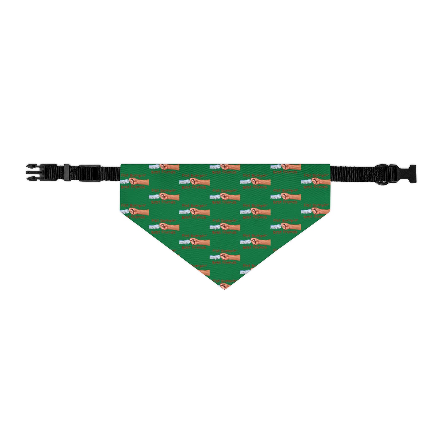 Fist Bumpin’ Best Friends Opie’s Cavalier King Charles Spaniel Pet Bandana Collar Green with Red lettering.