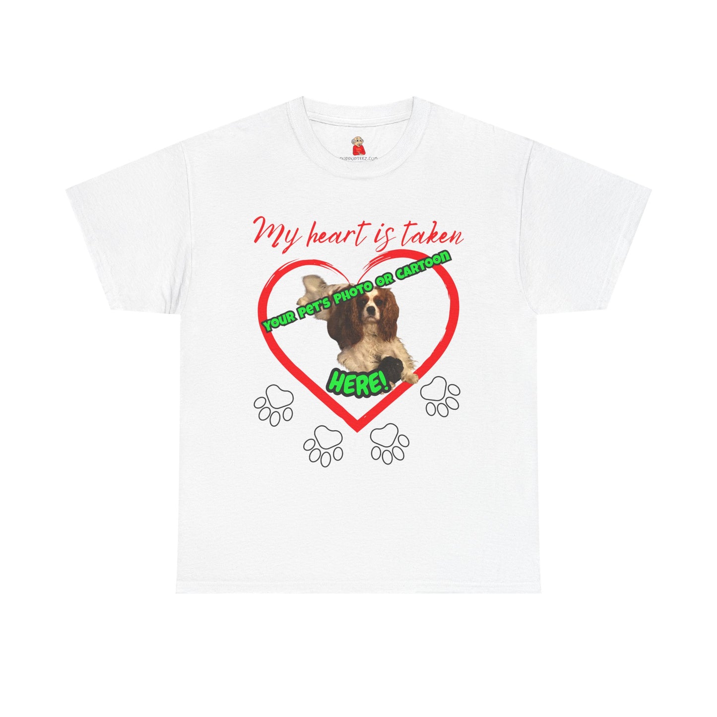 My Heart Is Taken Paw-Print Heart — Personalized Pet Photo Valentine T-Shirt(Free Shipping)