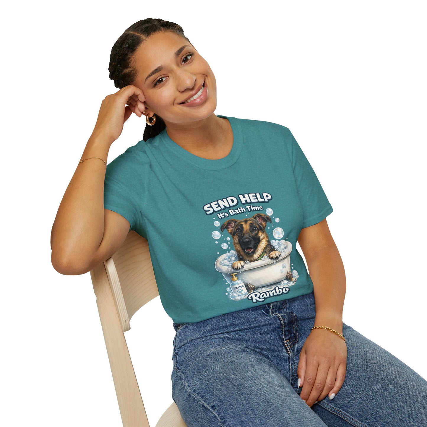 Send Help It's Bath Time – Personalized Dog Spa T-Shirt – Paw Spa Days Remembered