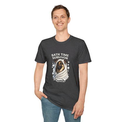 Bath Time Survivor – Personalized Dog Spa T-Shirt – Paw Spa Days Remembered