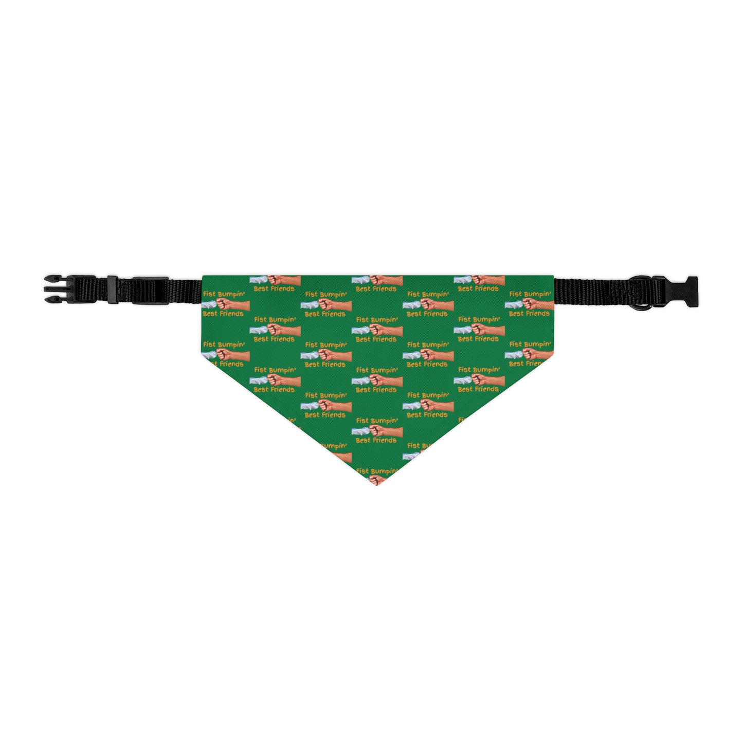 Fist Bumpin’ Best Friends Opie’s Cavalier King Charles Spaniel Pet Bandana Collar Green with Gold.