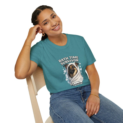 Bath Time Survivor – Personalized Dog Spa T-Shirt – Paw Spa Days Remembered