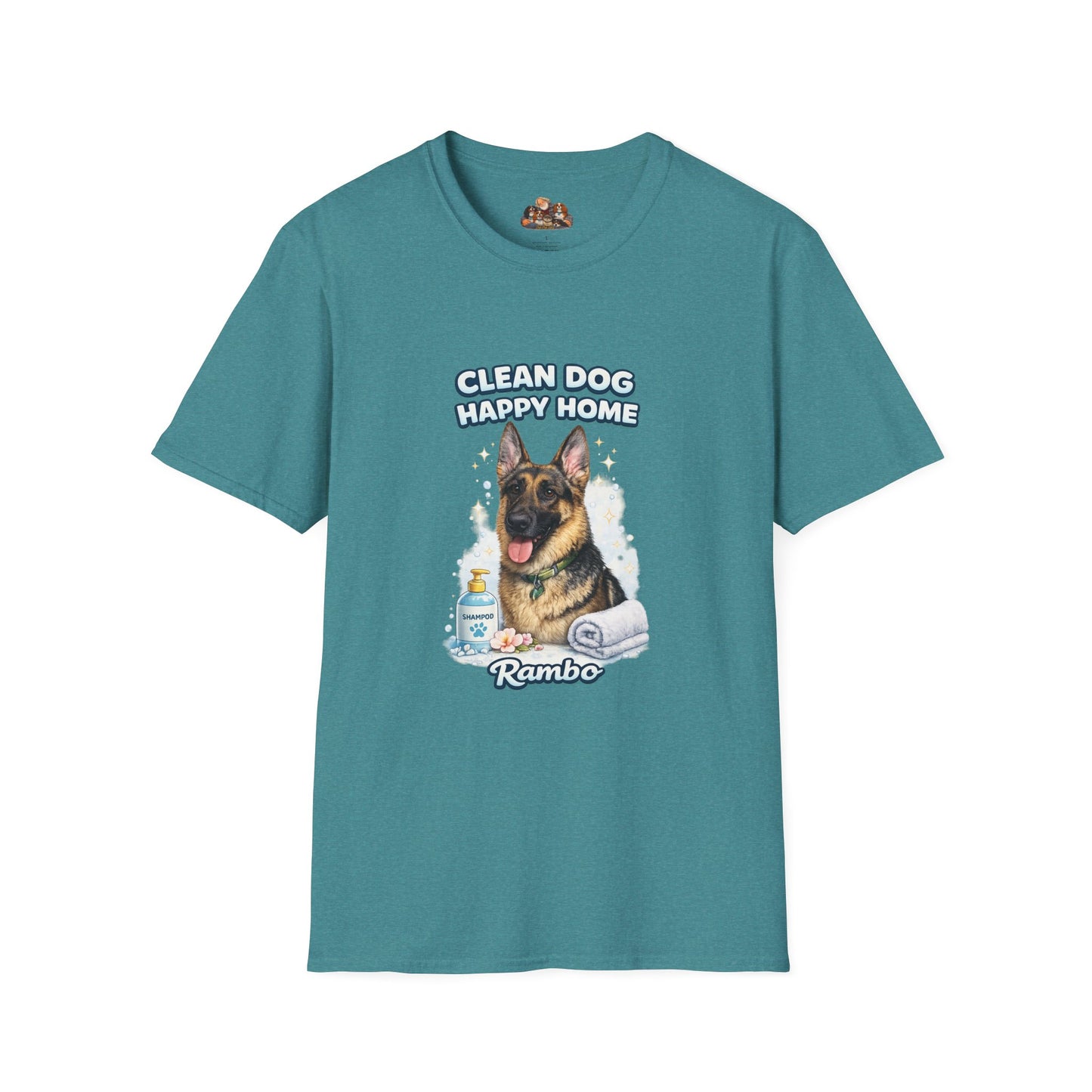 Clean Dog Happy Home – Personalized Dog Spa T-Shirt – Paw Spa Days Remembered