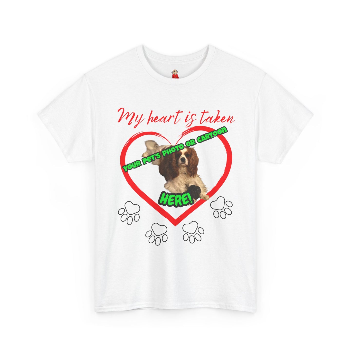 My Heart Is Taken Paw-Print Heart — Personalized Pet Photo Valentine T-Shirt(Free Shipping)
