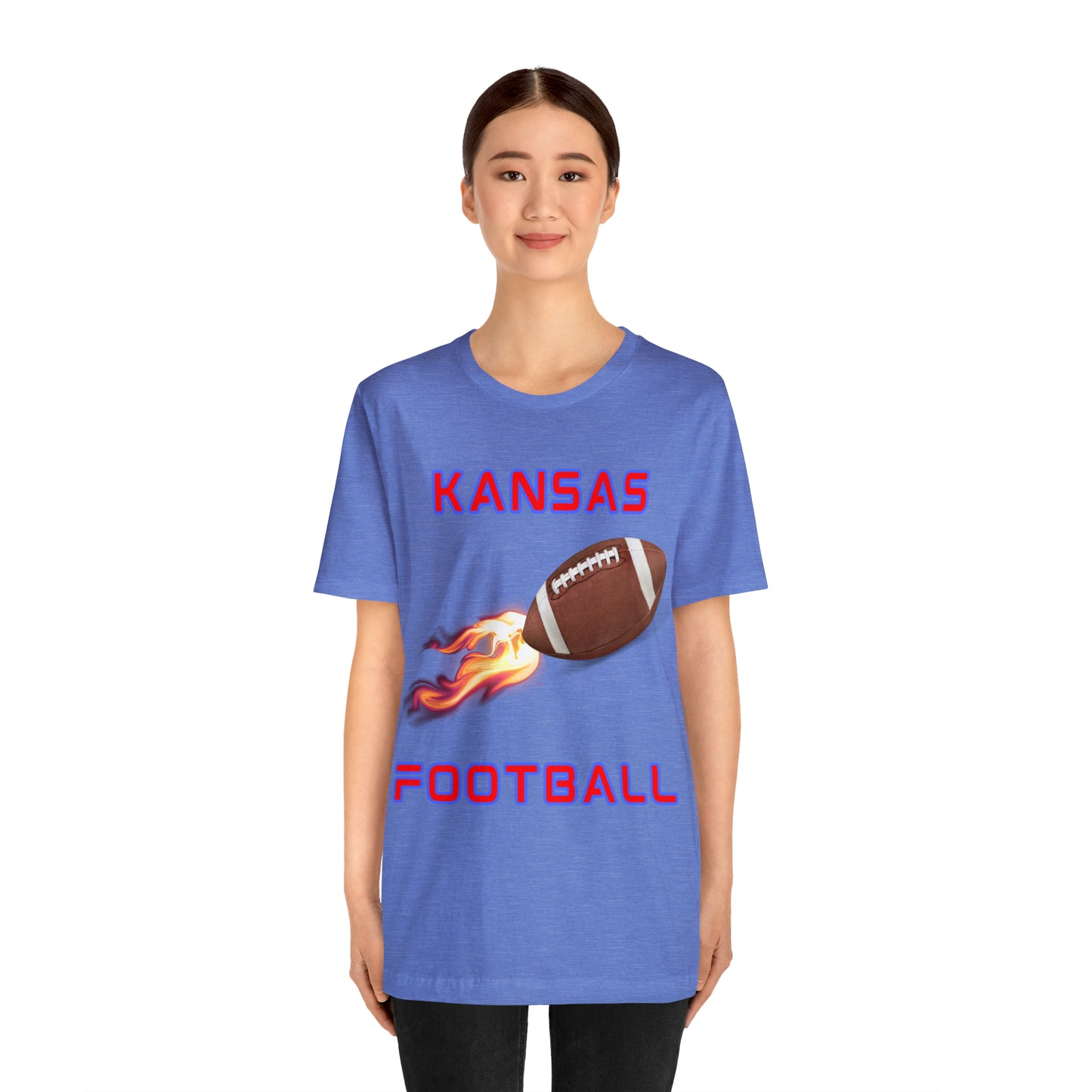 Kansas Flame Football Customizable Unisex Jersey Short Sleeve Tee