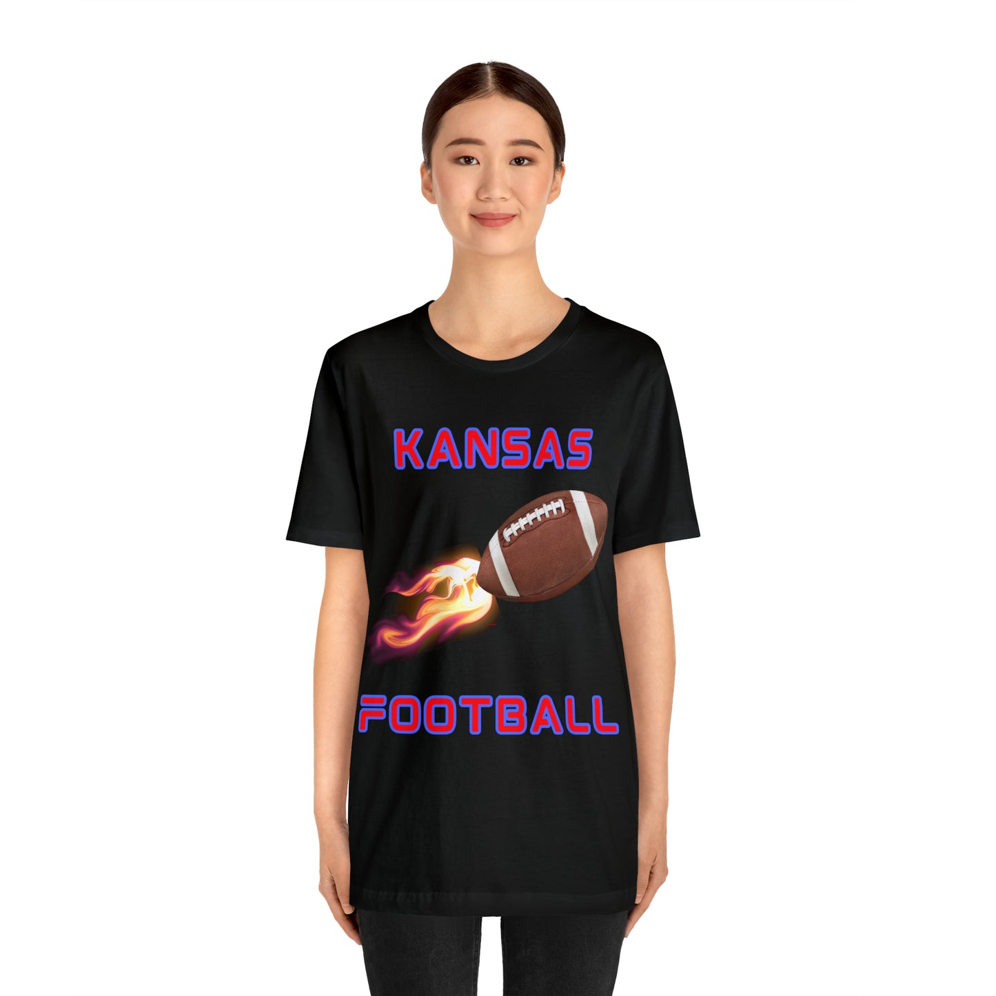 Kansas Flame Football Customizable Unisex Jersey Short Sleeve Tee