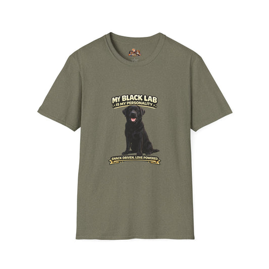 My Black Lab Is My Personality – Snack Driven. Love Powered – Personalized Dog Breed Shirt