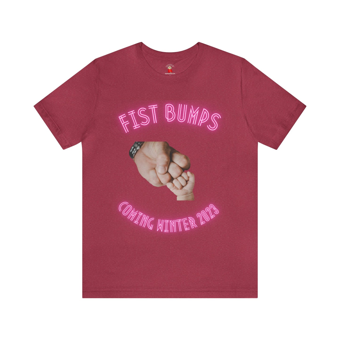 Baby Girl Pink Fist Bumps Coming Winter 2023 Unisex Jersey Short Sleeve